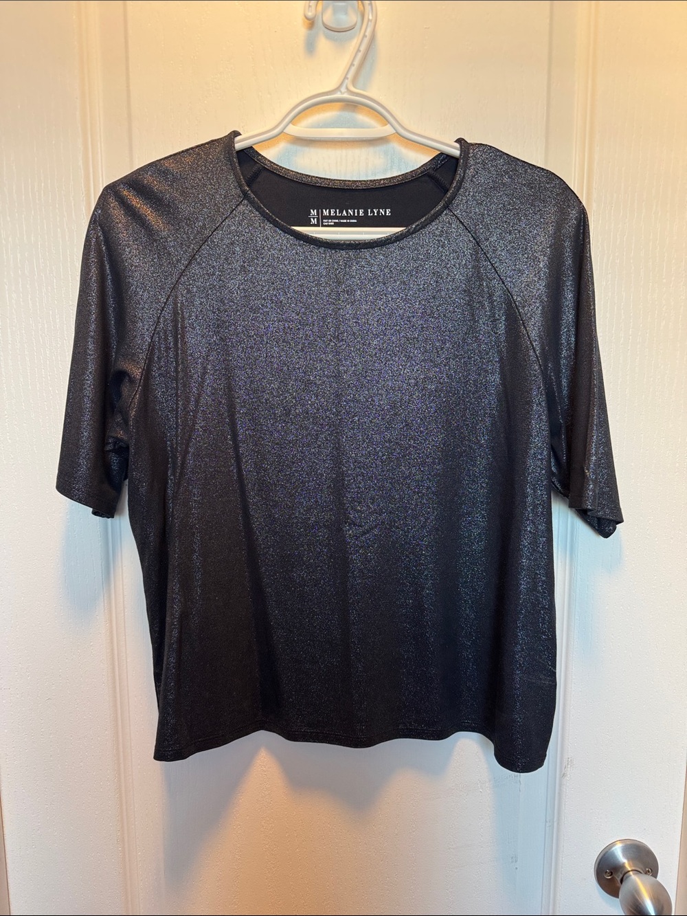 Melanie Lyne Metallic Black Short Sleeve Tee